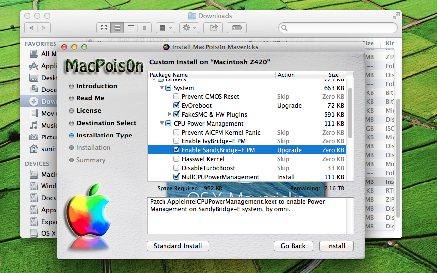 what is sxuptp driver for mac os x 10.9.5 maverick?