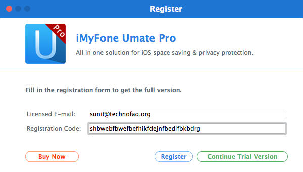 registration code for imyfone umate pro