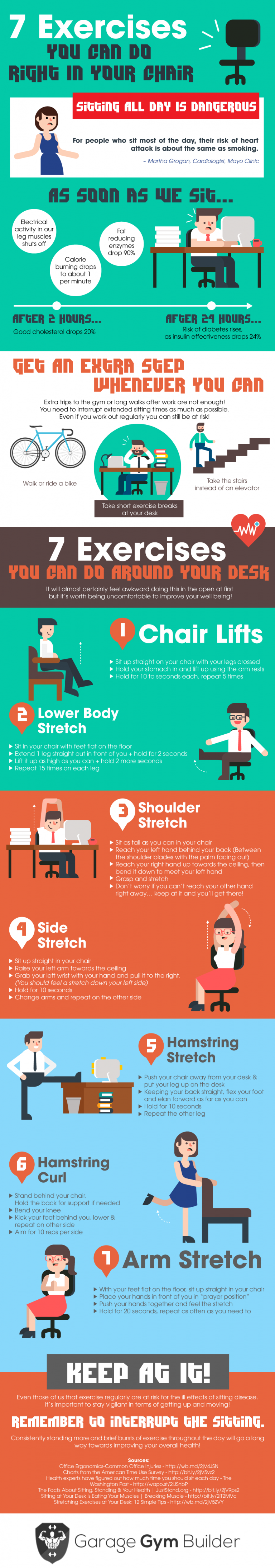 7 Exercises You Can Do Right In Your Chair! [Infographic] | Techno FAQ