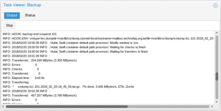 Set up offsite backup for a Proxmox VE server to HubiC cloud storage ...