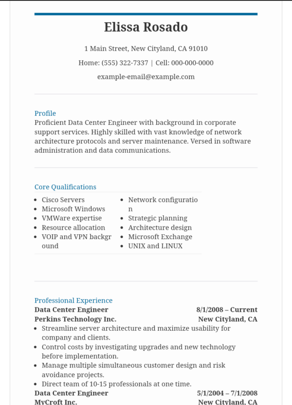 6 Tips Writing A Killer Data Center Engineer Resume