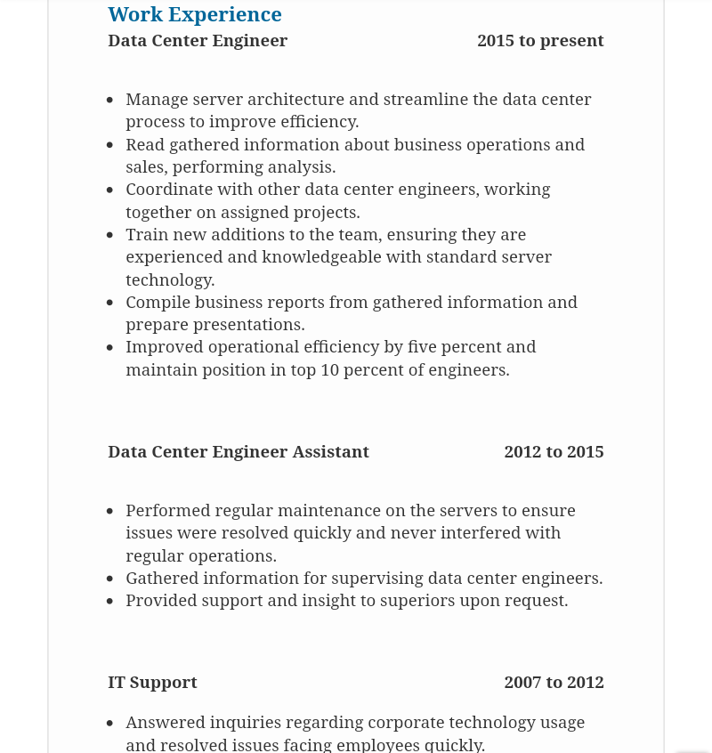 5 Data Center Engineer Resume Examples Guide For 2024 vrogue.co