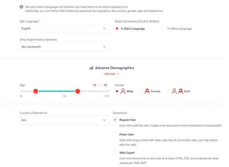 Easily create your demographics criteria