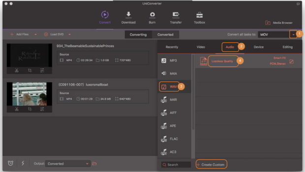 Select WAV as output format