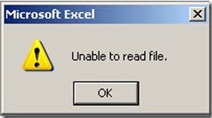 Unable To Read File Error