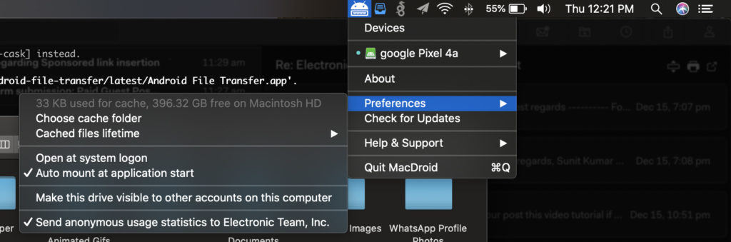 macdroid shortcut launched