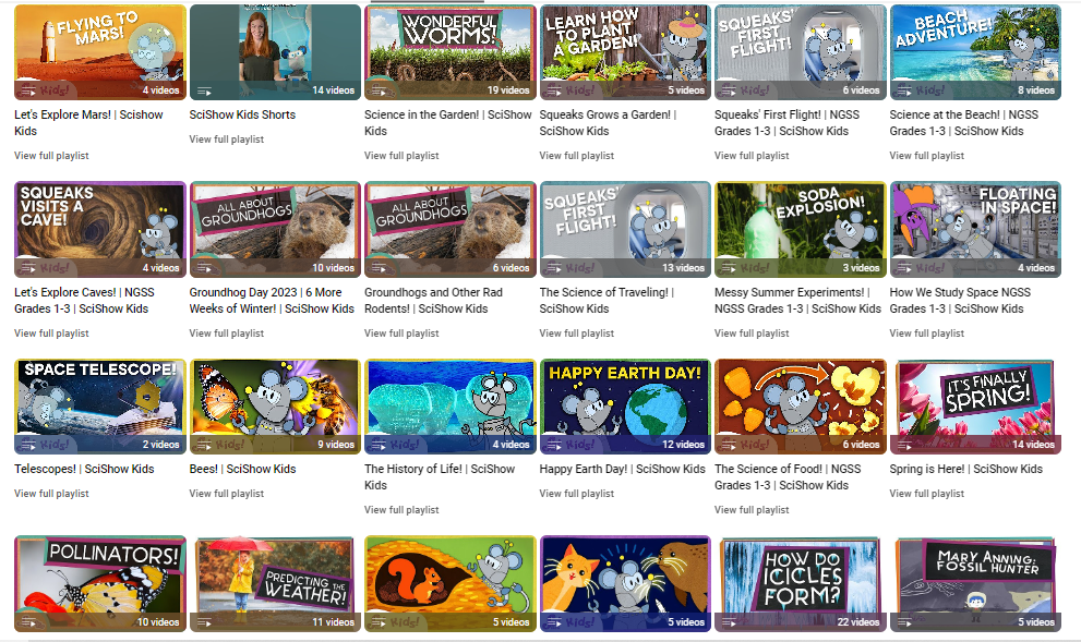 SciShow Kids' Playlists on YouTube.