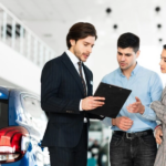 Couple discussing car insurance excess before buying a policy